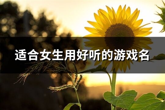 适合女生用好听的游戏名(优选846个)