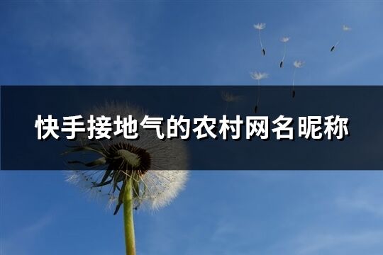 快手接地气的农村网名昵称(优选335个)