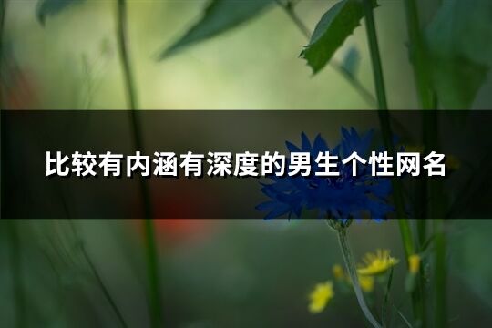 比较有内涵有深度的男生个性网名(精选449个)