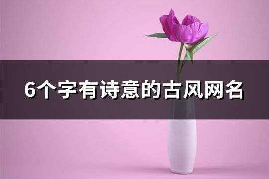6个字有诗意的古风网名(共940个)