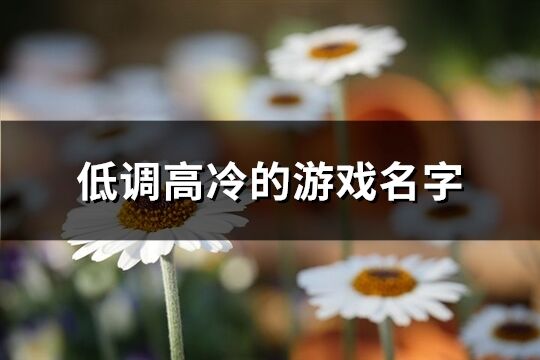 低调高冷的游戏名字(优选337个)