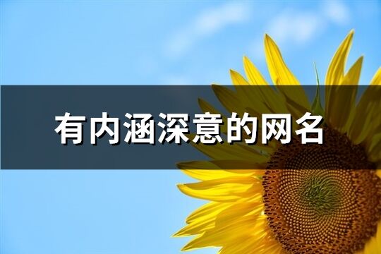 有内涵深意的网名(1063个)