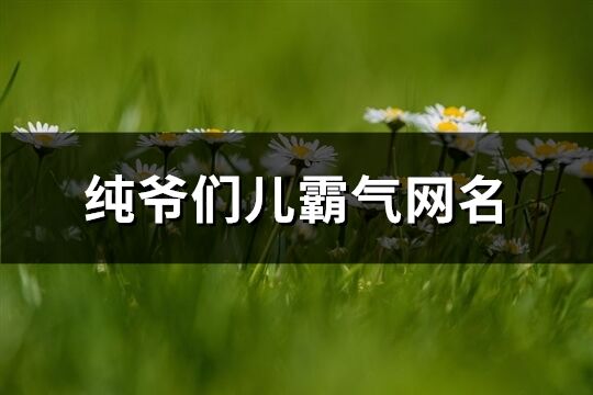 纯爷们儿霸气网名(共144个)