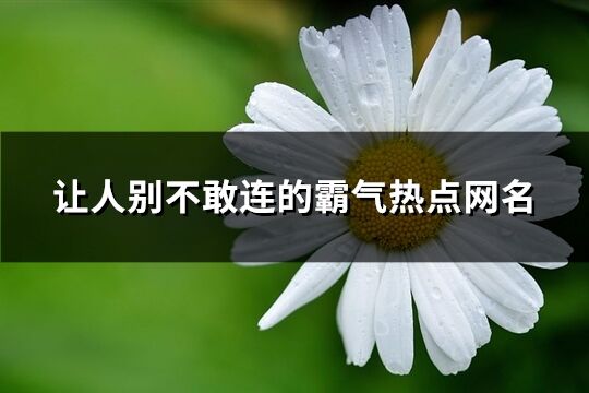 让人别不敢连的霸气热点网名(309个)