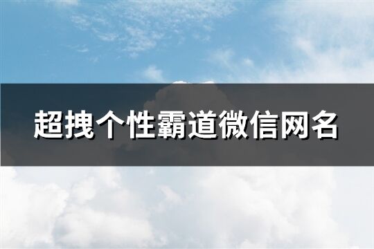 超拽个性霸道微信网名(共201个)